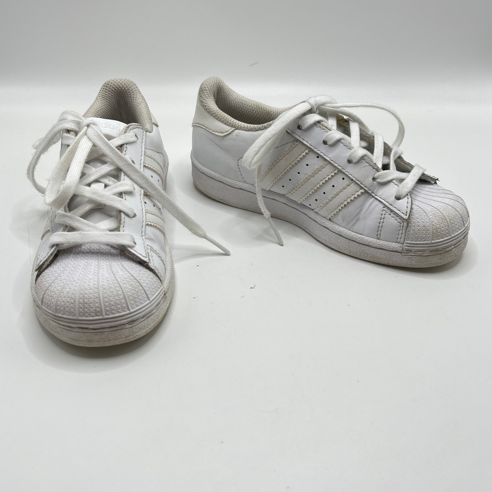 Kids Adidas Superstar Foundation White Leather Sneakers Kids Size 12K